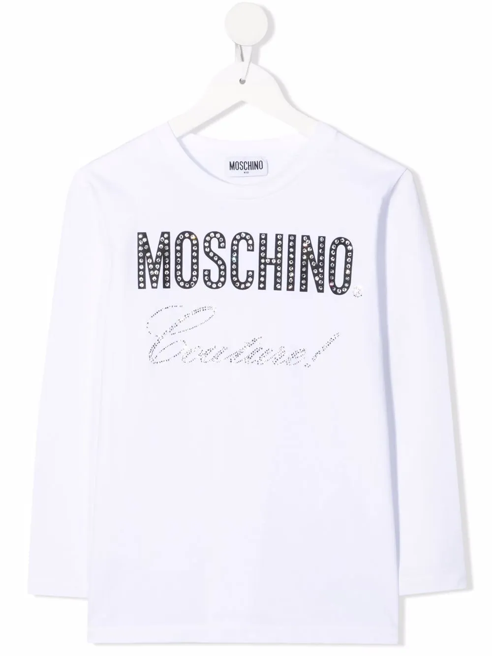 фото Moschino kids футболка с кристаллами и логотипом