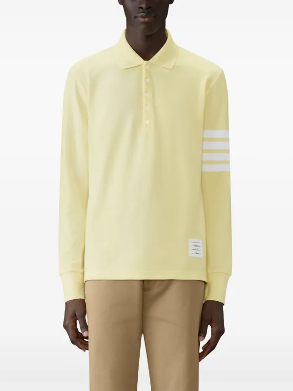 トップス THOM BROWNE LONG SLEEVE POLO Thom Browne three-stripe long-sleeved Polo Shirt | Pink | FARFETCH