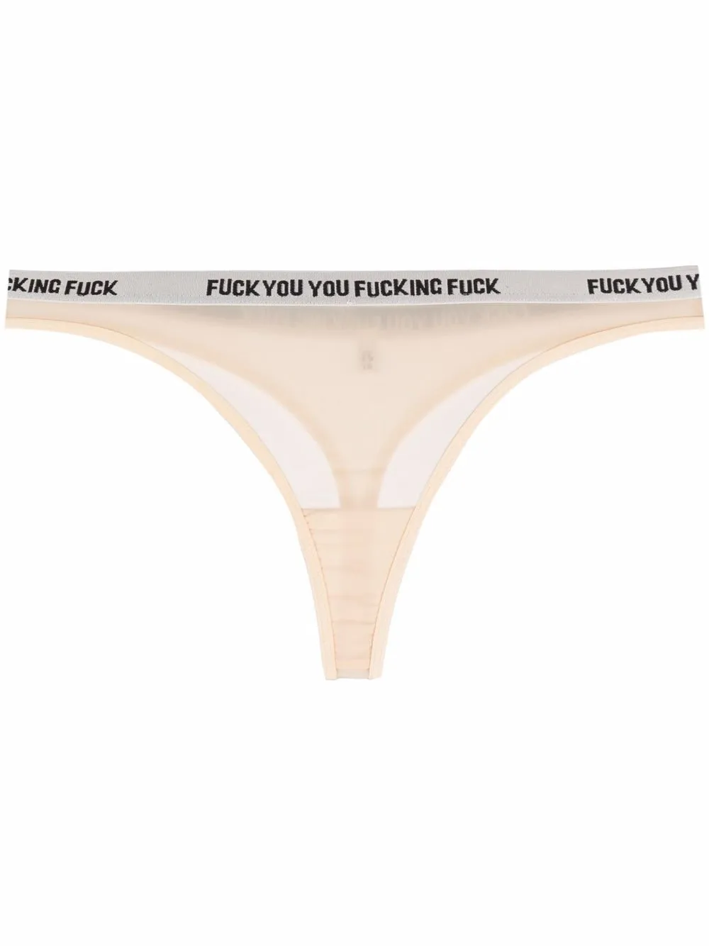 

R13 graphic-waistband mesh thong - Neutrals