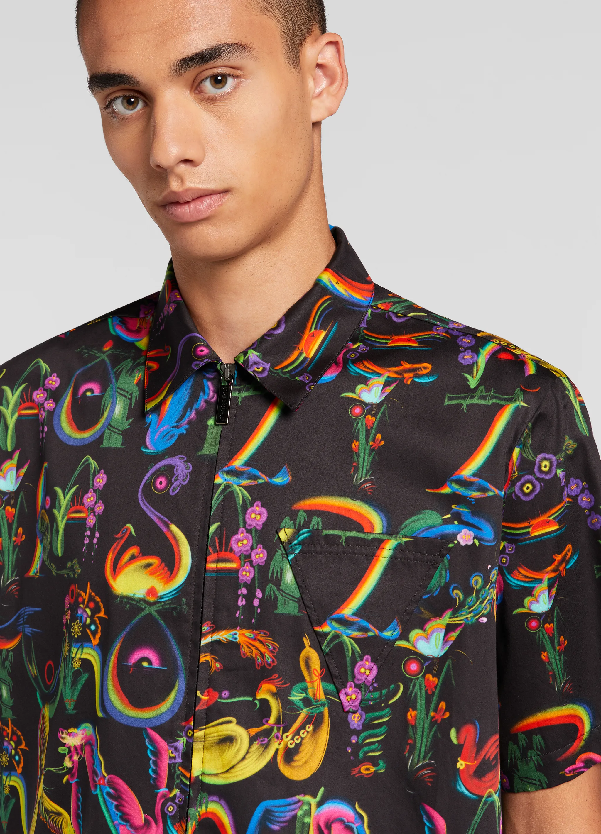 ALLOVER ALPHABET ZIPPED SHIRT
