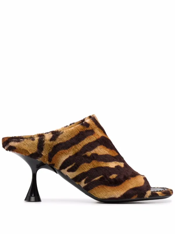 leopard print slip on mules