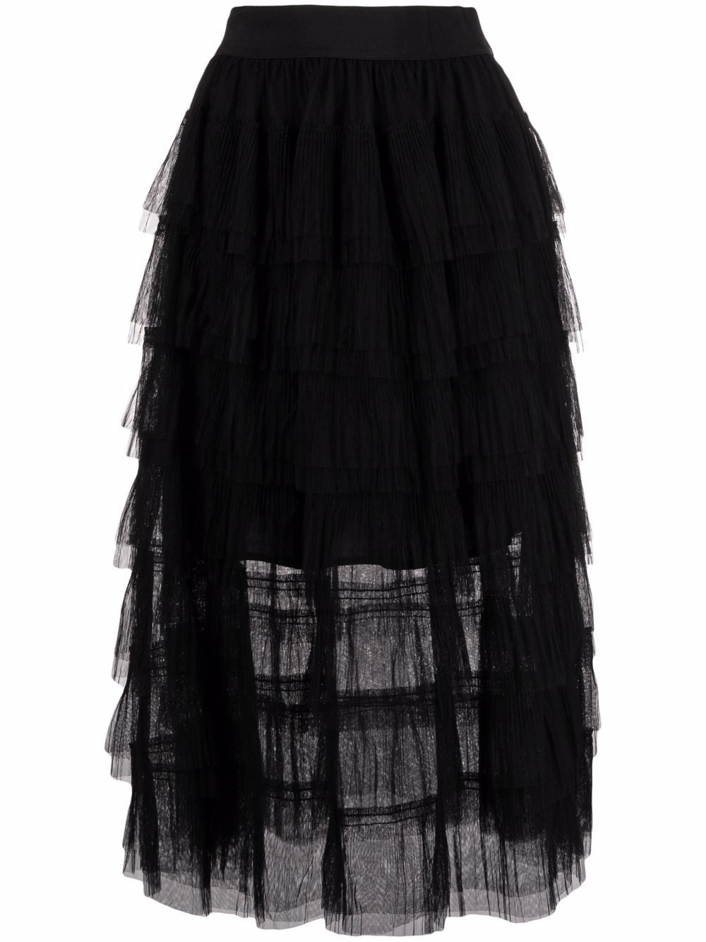 Maje Layered Tulle Midi Skirt In Black Modesens 
