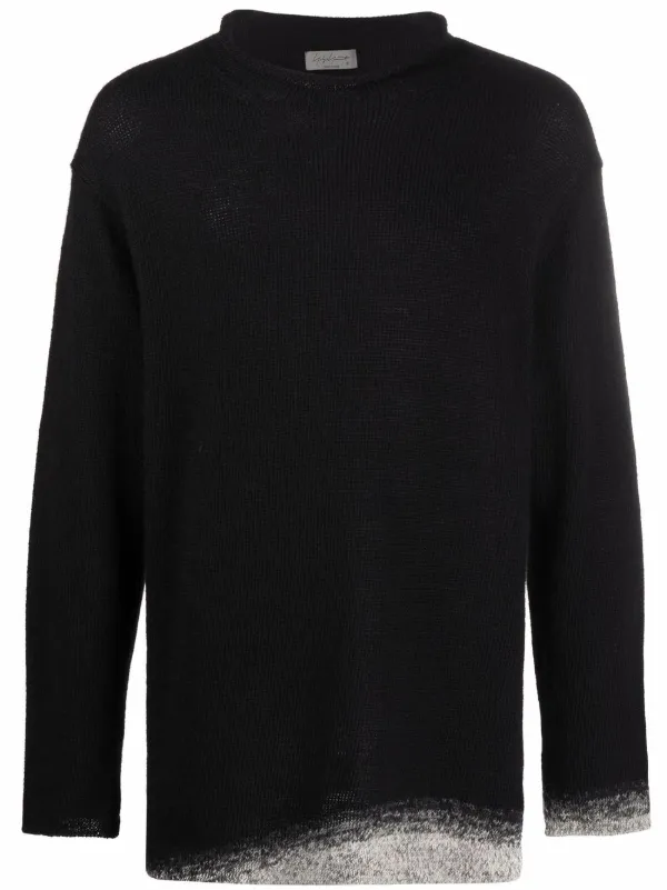 Yohji Yamamoto black ombré-trim wool 