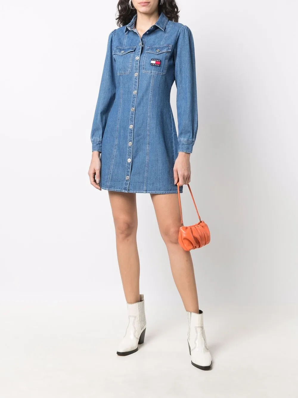 фото Tommy jeans джинсовое платье-рубашка tommy badge