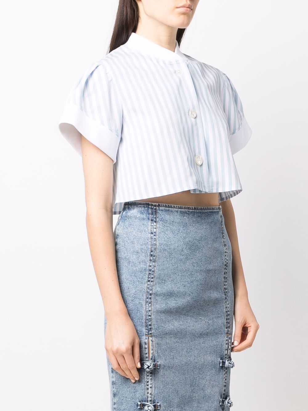 Opening Ceremony Striped puff-sleeve Cropped Shirt - Farfetch
