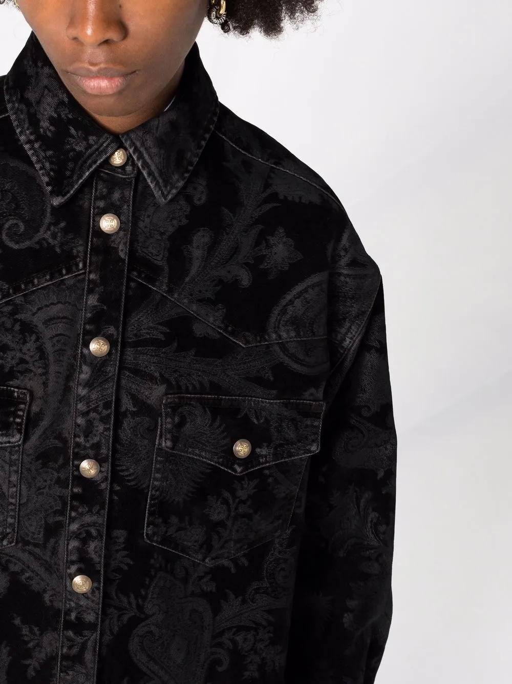 фото Etro джинсовая куртка с принтом пейсли