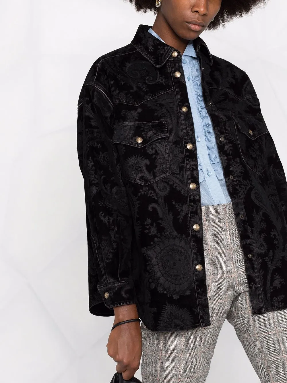 фото Etro джинсовая куртка с принтом пейсли
