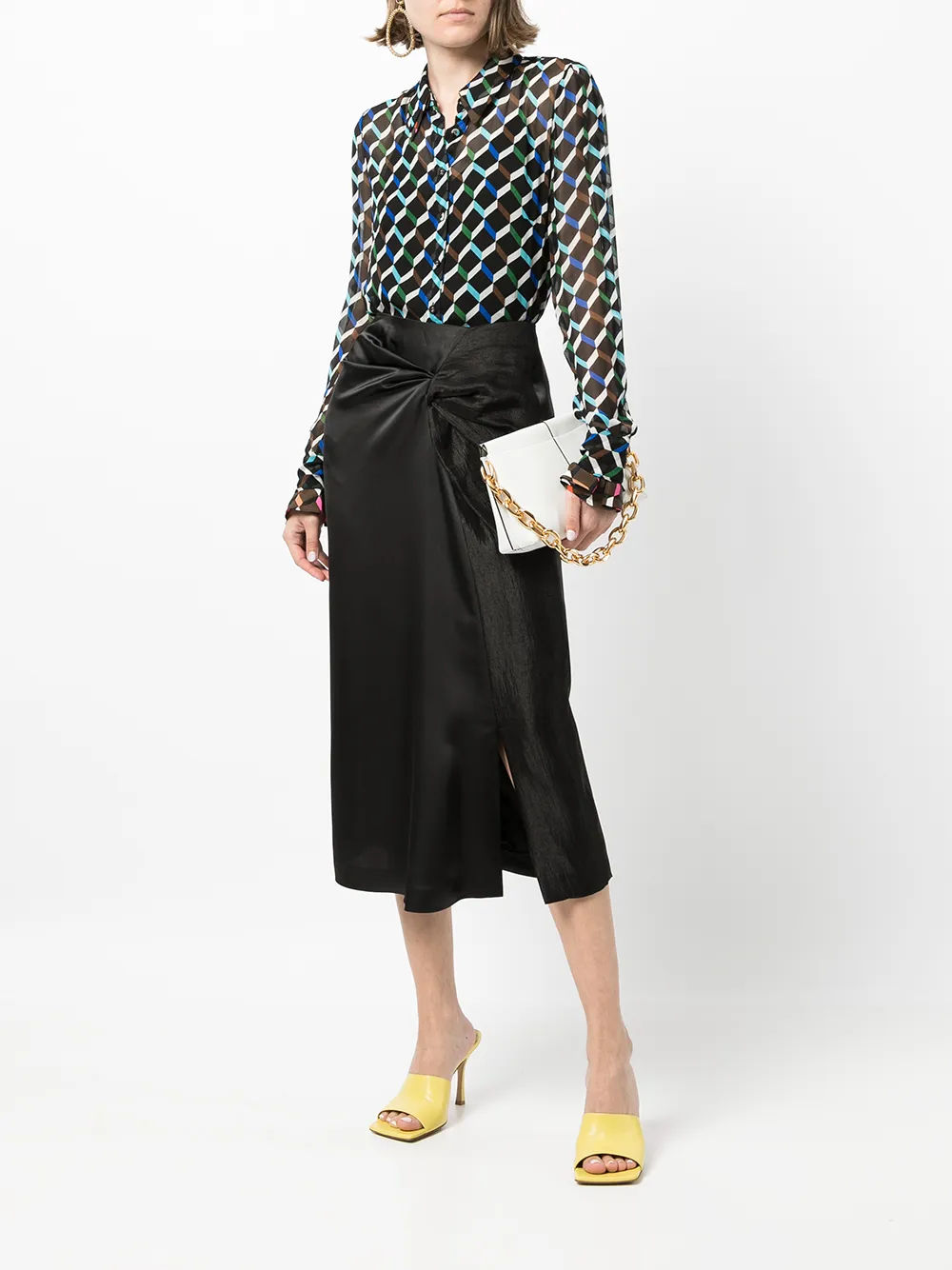 фото Dvf diane von furstenberg рубашка с геометричным принтом