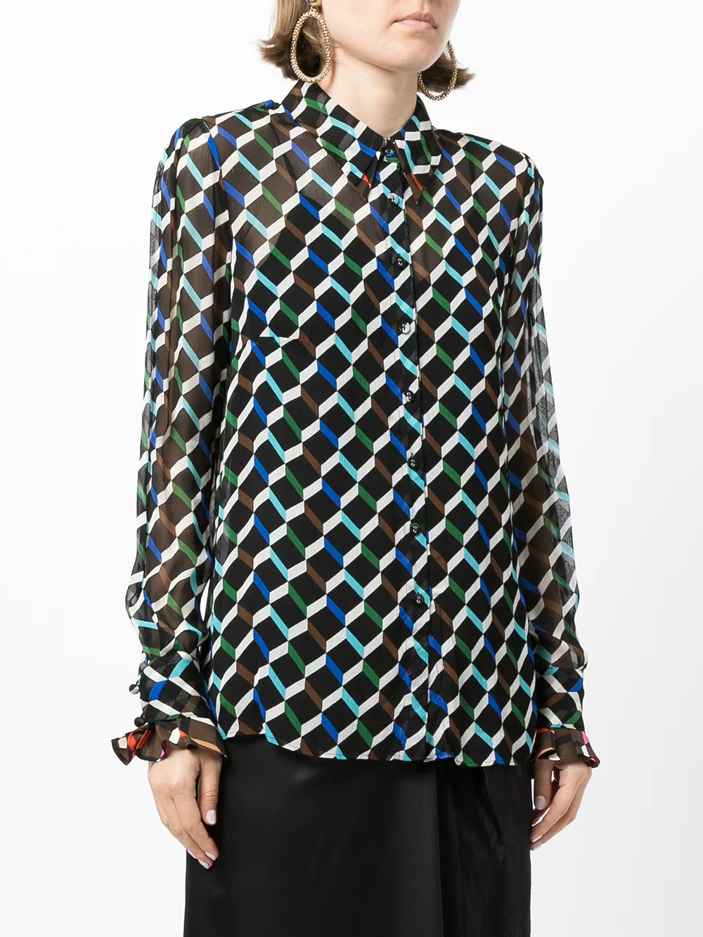 фото Dvf diane von furstenberg рубашка с геометричным принтом