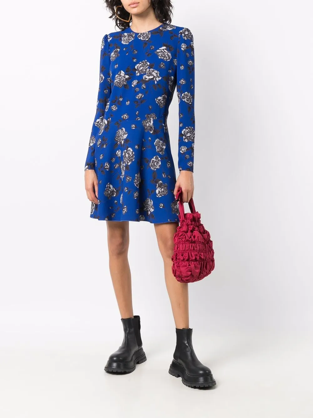 фото Red valentino платье с длинными рукавами и цветочным принтом