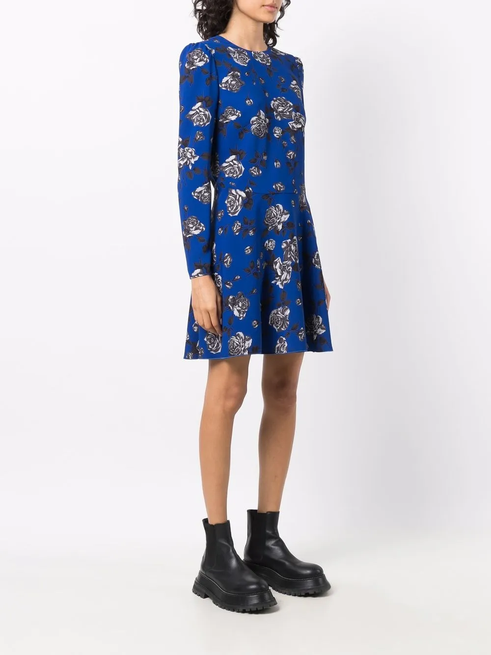фото Red valentino платье с длинными рукавами и цветочным принтом
