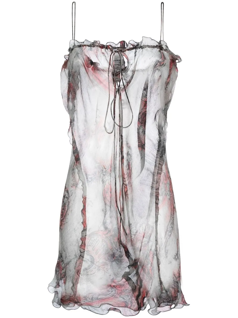 

Acne Studios vestido corto de seda con estampado barroco - Gris