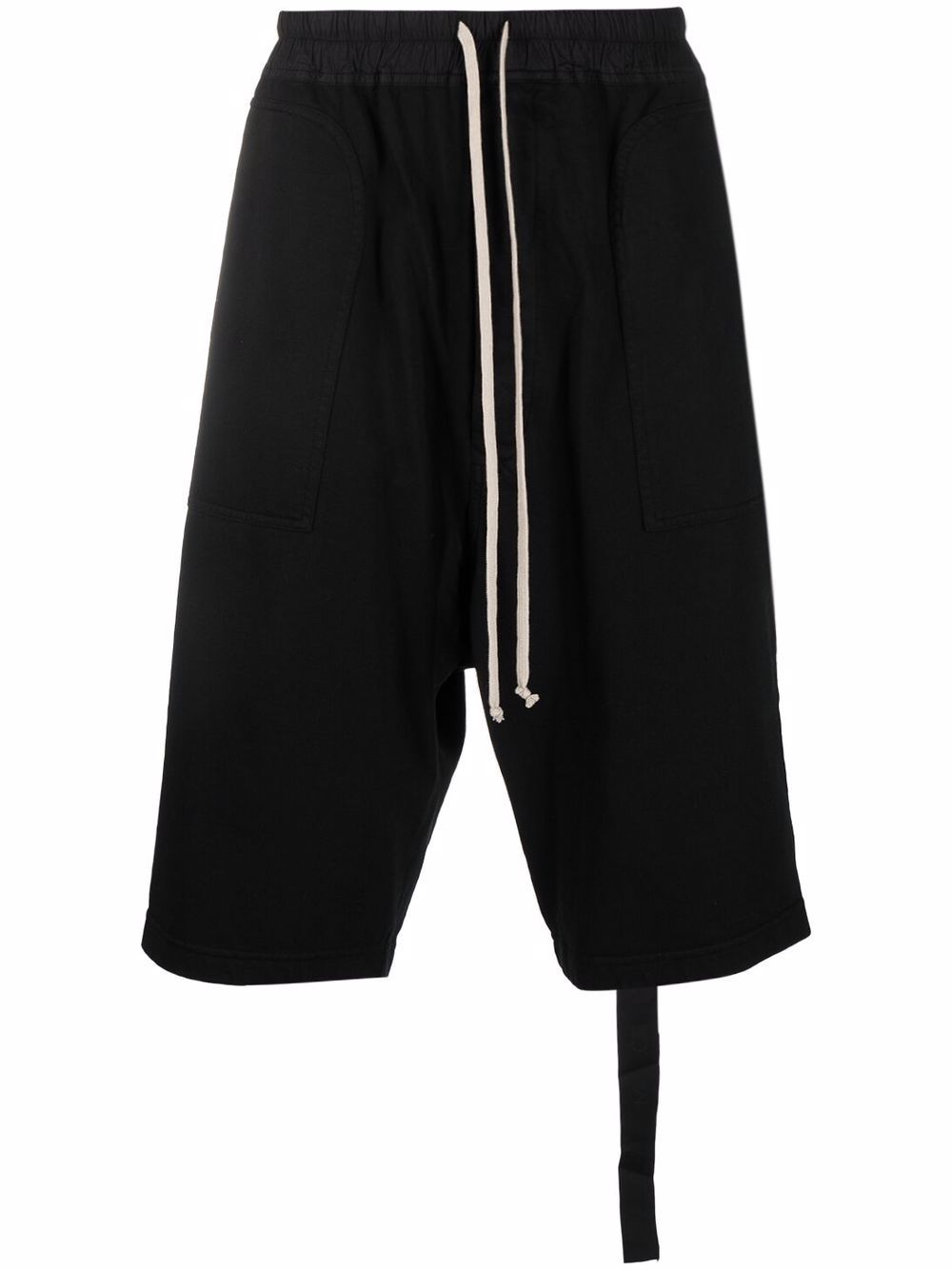 RICK OWENS DRKSHDW DROPPED-CROTCH COTTON TRACK SHORTS