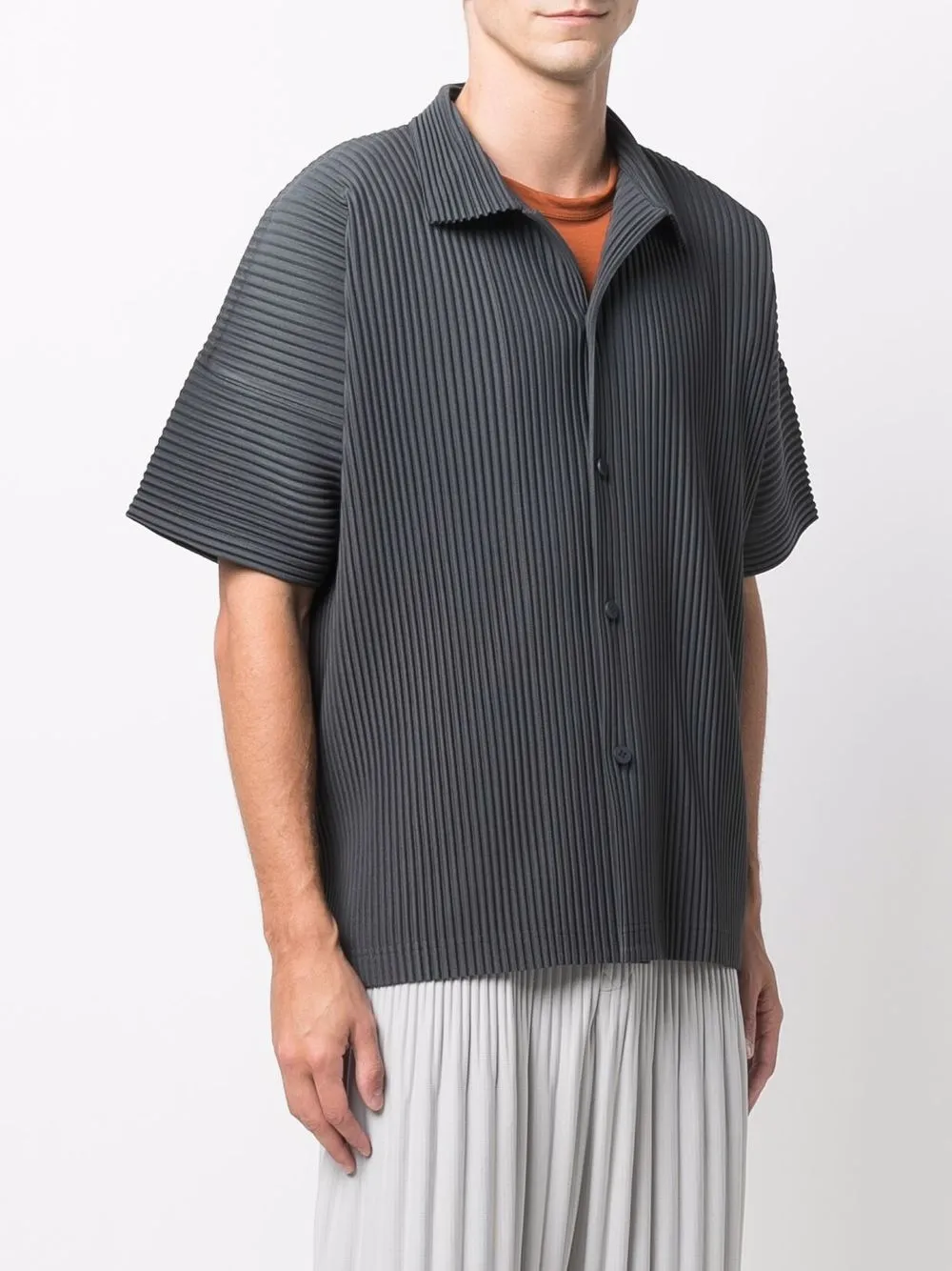фото Homme plissé issey miyake плиссированная рубашка с короткими рукавами