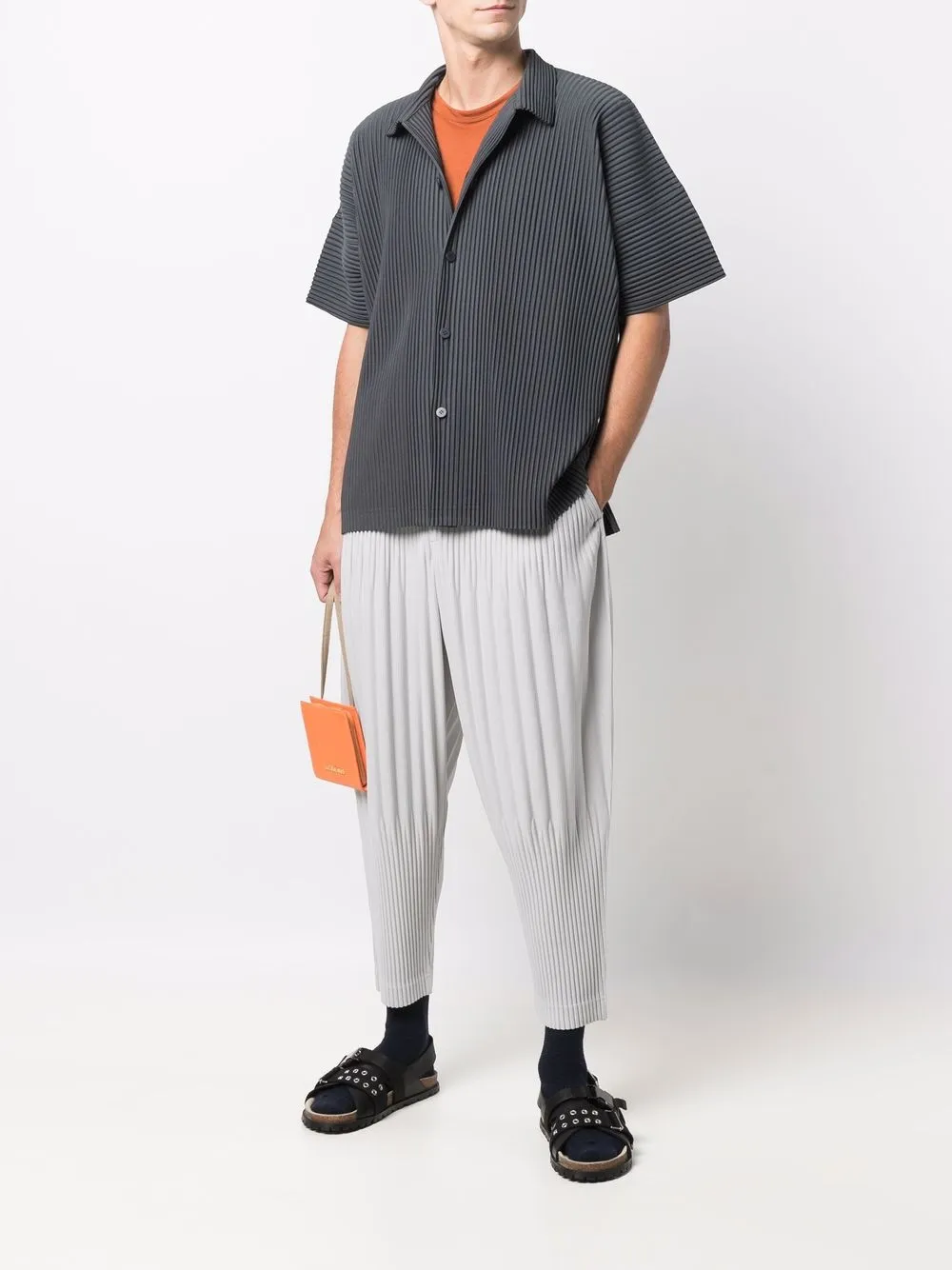 фото Homme plissé issey miyake плиссированная рубашка с короткими рукавами