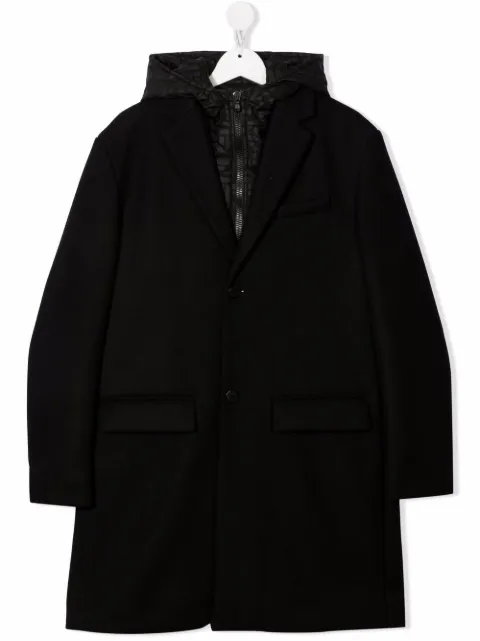 Fendi Kids TEEN layered single-breasted wool coat