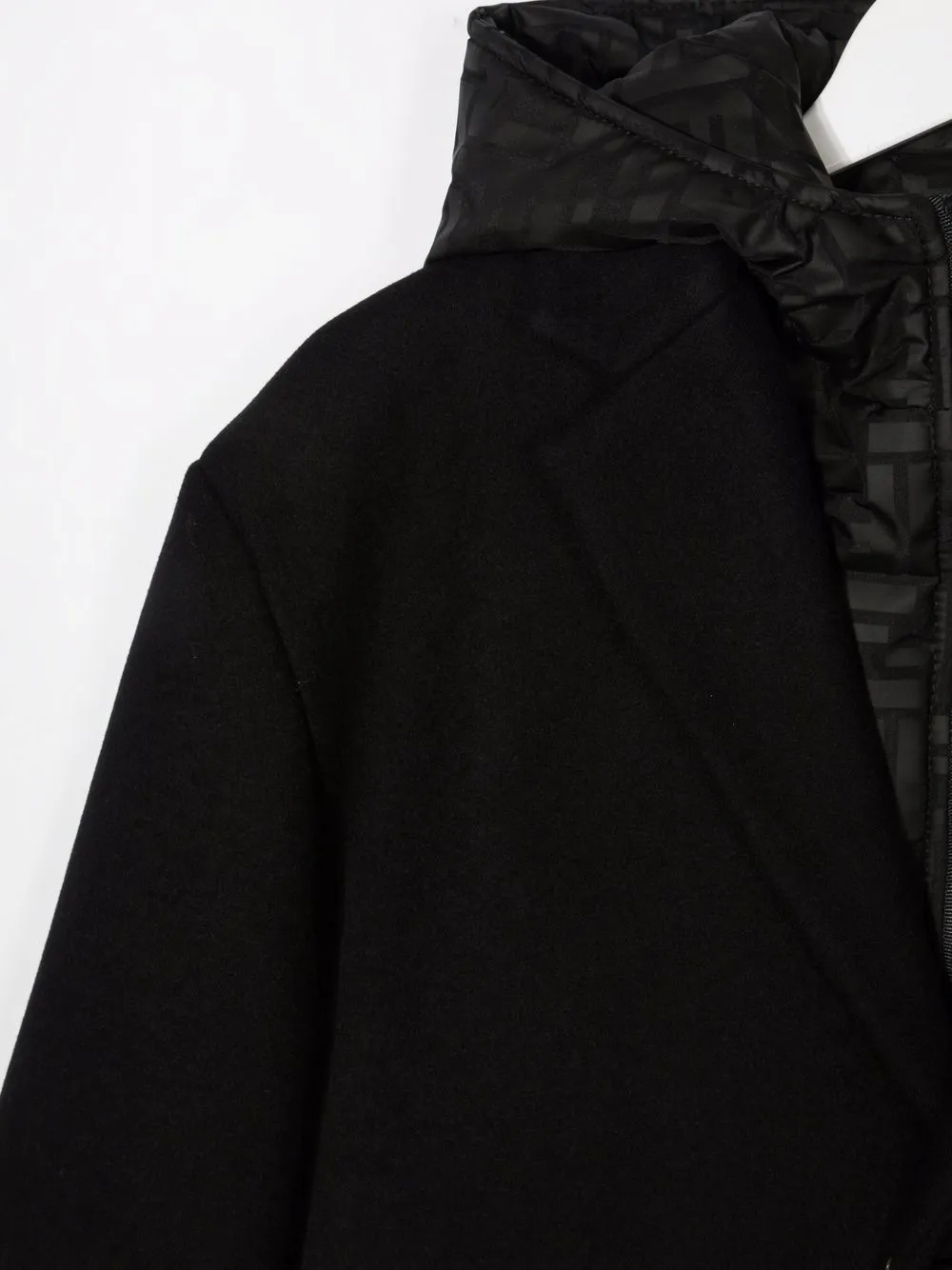 Shop Fendi Teen Layered Single-breasted Wool Coat In Black