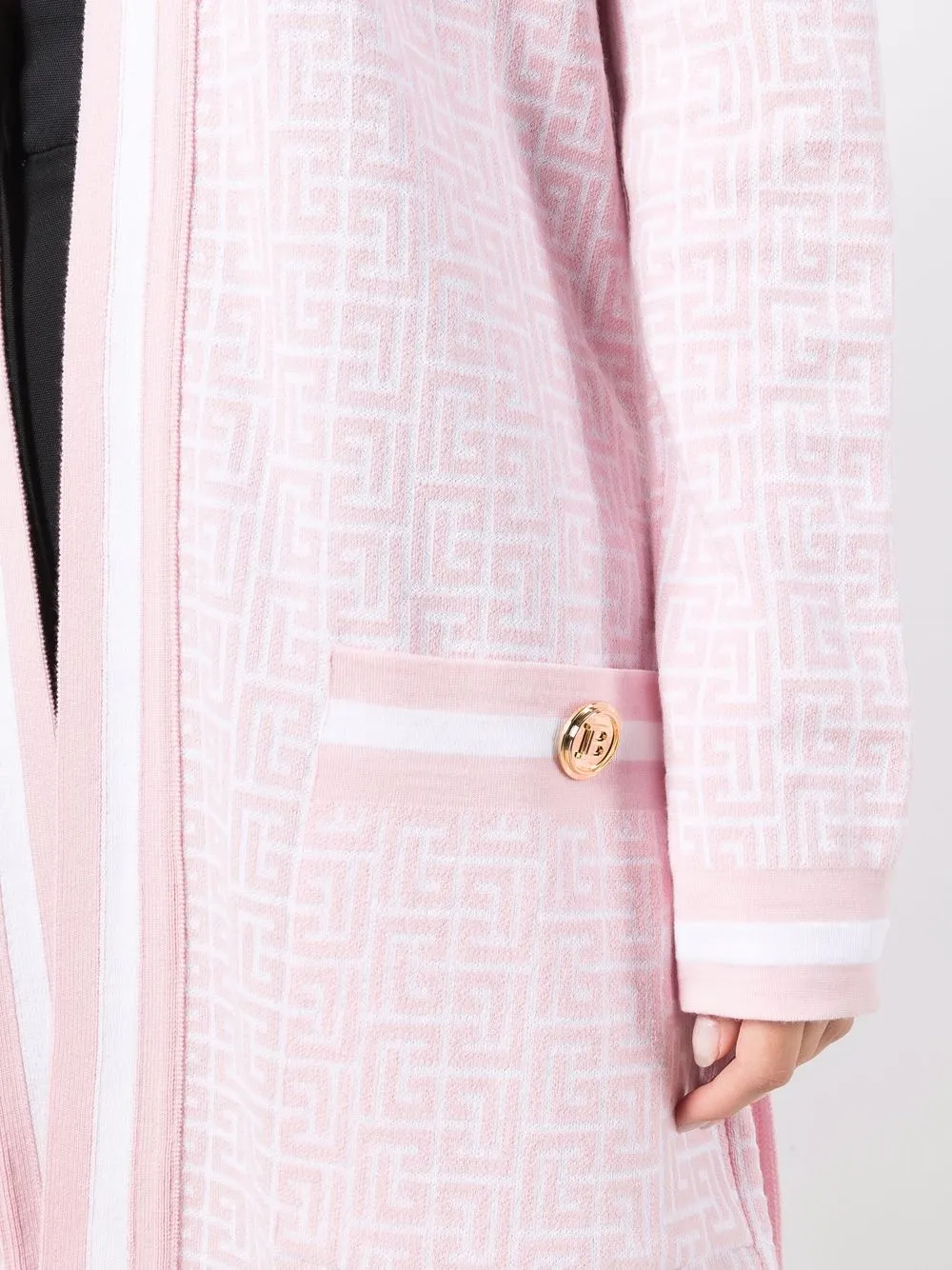 фото Balmain кардиган-пальто с поясом и жаккардовым логотипом