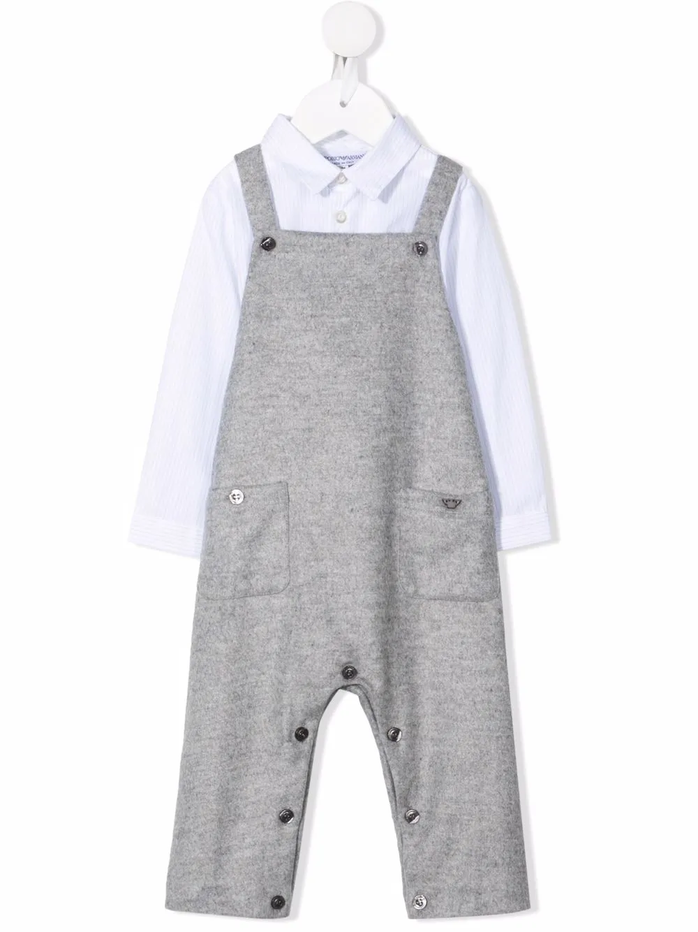

Emporio Armani Kids mameluco con diseño de camisa - Gris