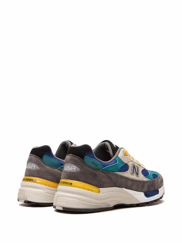 New Balance 992 Grey Blue Teal Yellow low top Sneakers Grey FARFETCH IE
