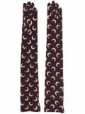 Marine Serre Second Skin crescent moon-print gloves - Brown