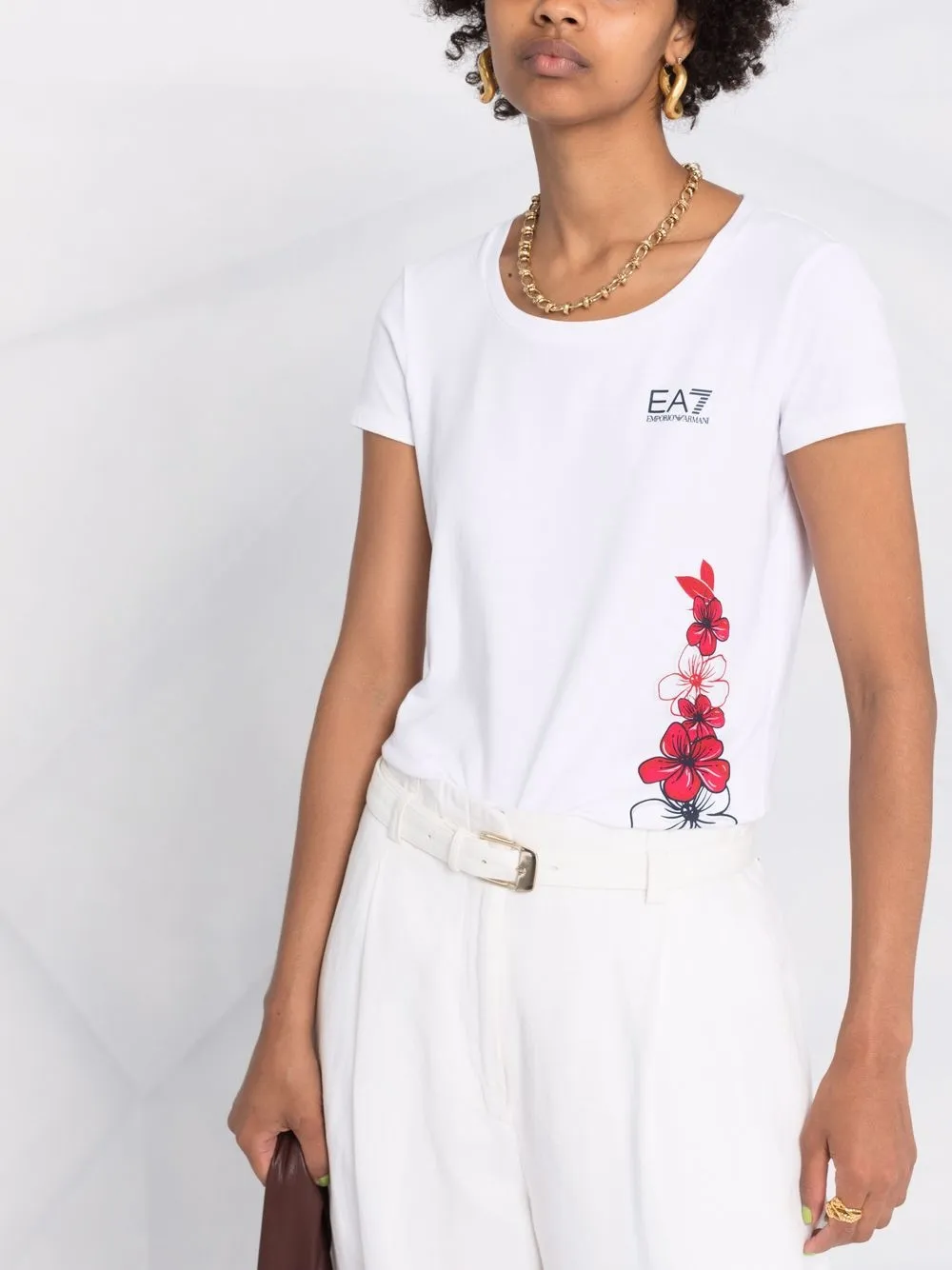 фото Ea7 emporio armani футболка с короткими рукавами и цветочным принтом