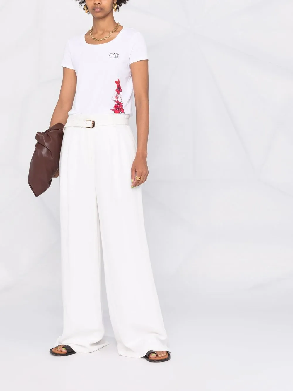 фото Ea7 emporio armani футболка с короткими рукавами и цветочным принтом