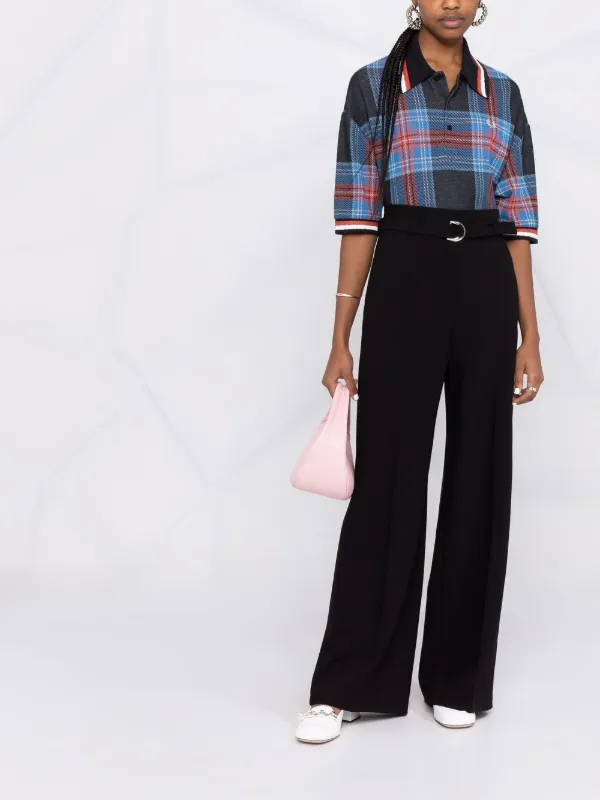 Maje belted-waist wide-leg trousers 