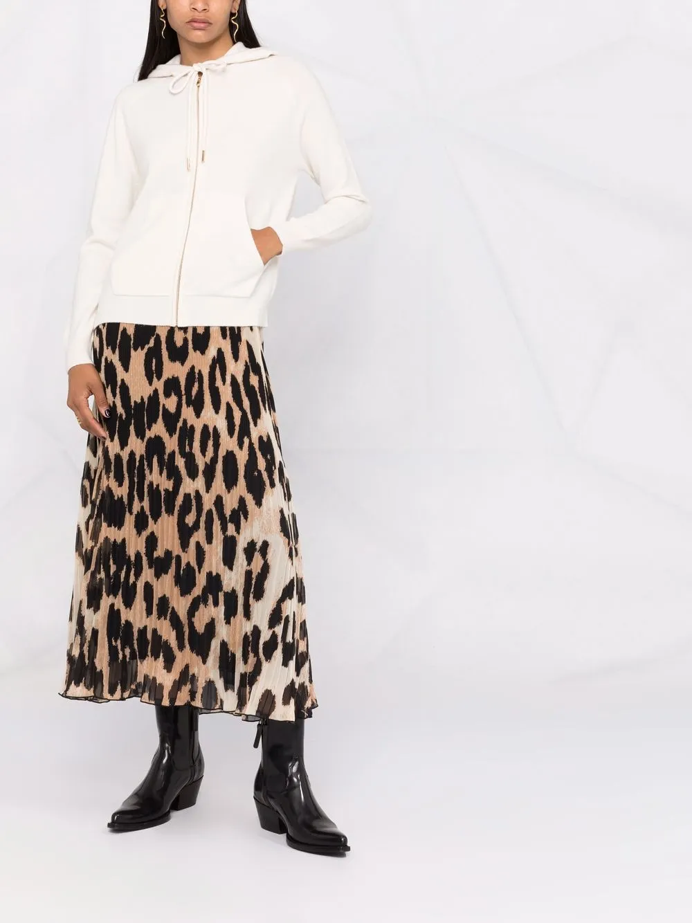 Maje Hoodie met rits - Wit