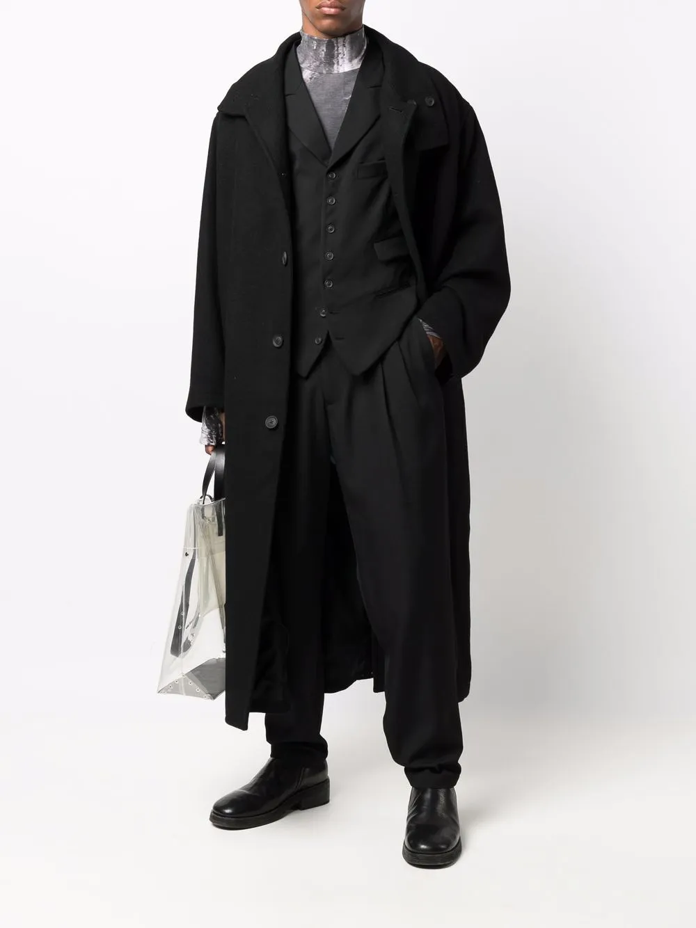 фото Yohji yamamoto зауженные шерстяные брюки