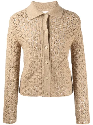 Shop Vince crochet-knit button-up 