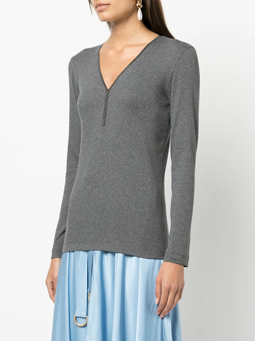 фото Brunello cucinelli трикотажный топ с v-образным вырезом