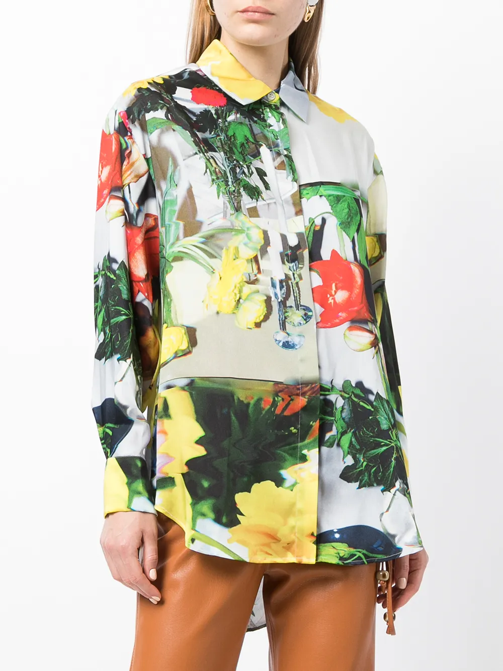 фото Msgm рубашка с цветочным принтом