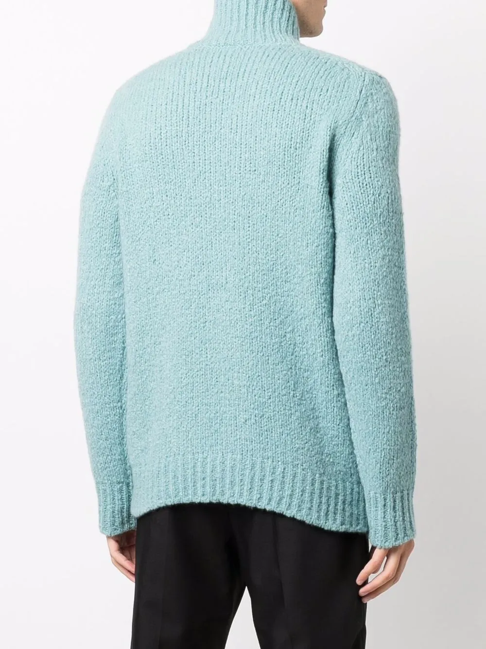 Shop Brioni Mock-neck Knitted Cashmere Jumper In Blau