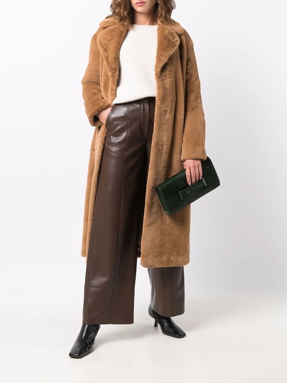 Dee Ocleppo Clutch met krokodillenleer-reliëf - Groen