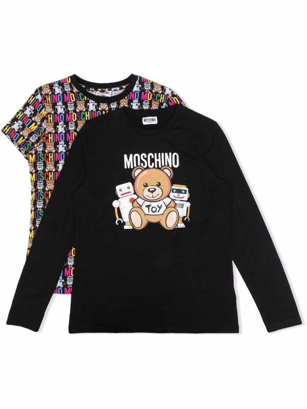 moschino kids سويت شيرت قطن بطبعة تيدي farfetch