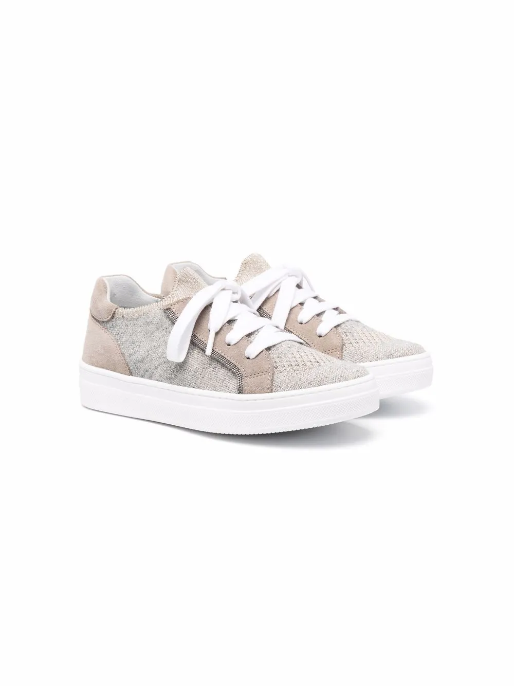 

Brunello Cucinelli Kids tenis bajos con agujetas - Neutro