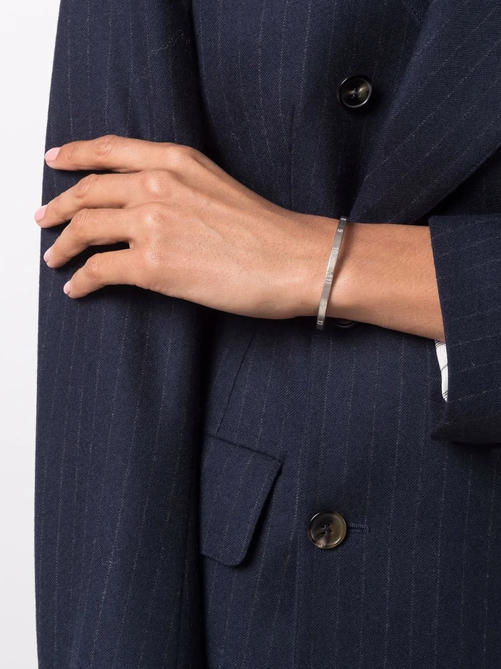 Maison Margiela Silver Numbers motif Cuff Bracelet For Women 