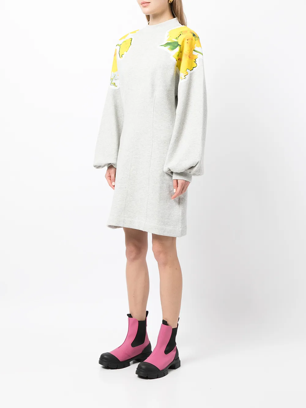 фото Msgm платье-свитер с графичным принтом