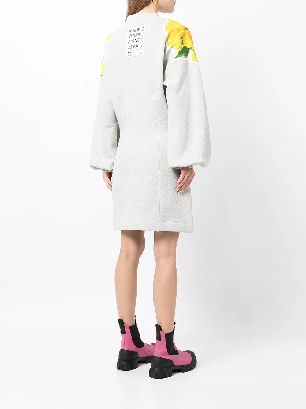 фото Msgm платье-свитер с графичным принтом