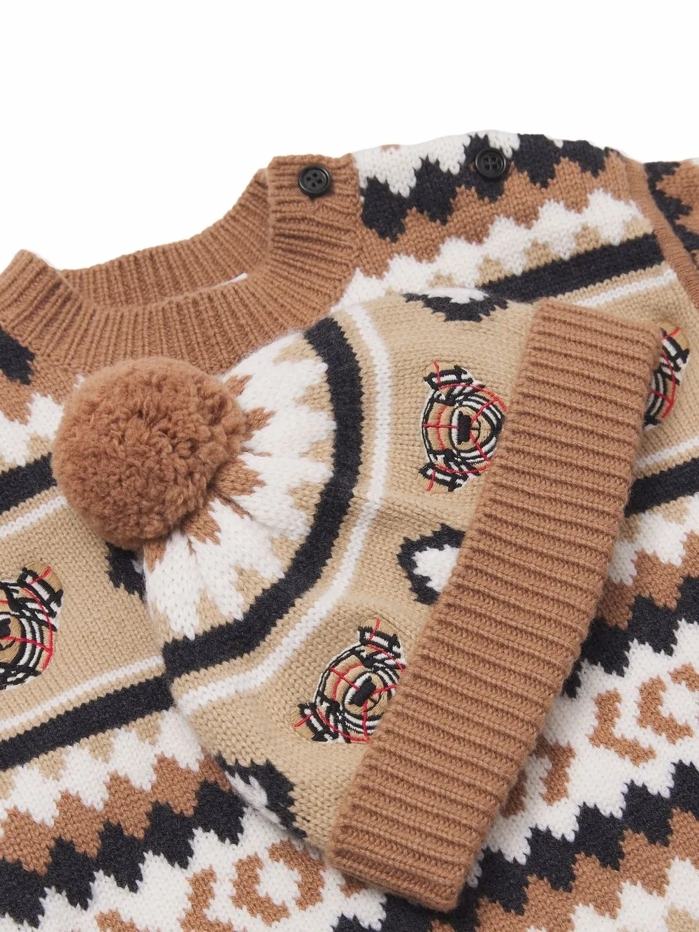 фото Burberry kids комплект из комбинезона и шапки с узором фэр-айл