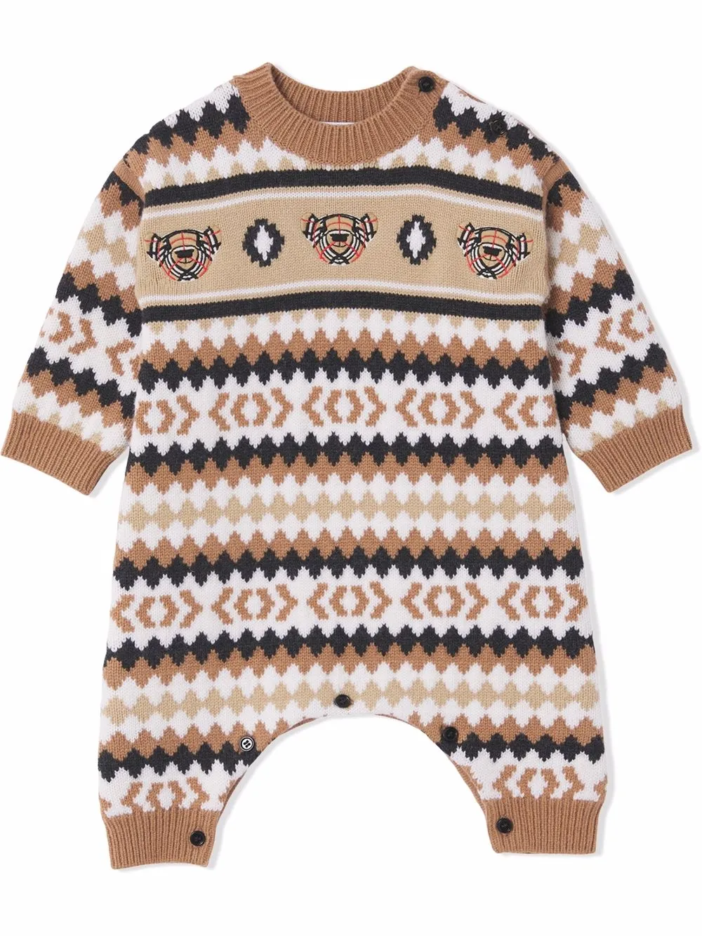 фото Burberry kids комплект из комбинезона и шапки с узором фэр-айл