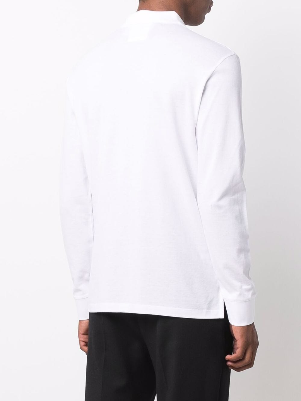 Shop Emporio Armani Logo-print Long-sleeved Polo Shirt In Weiss