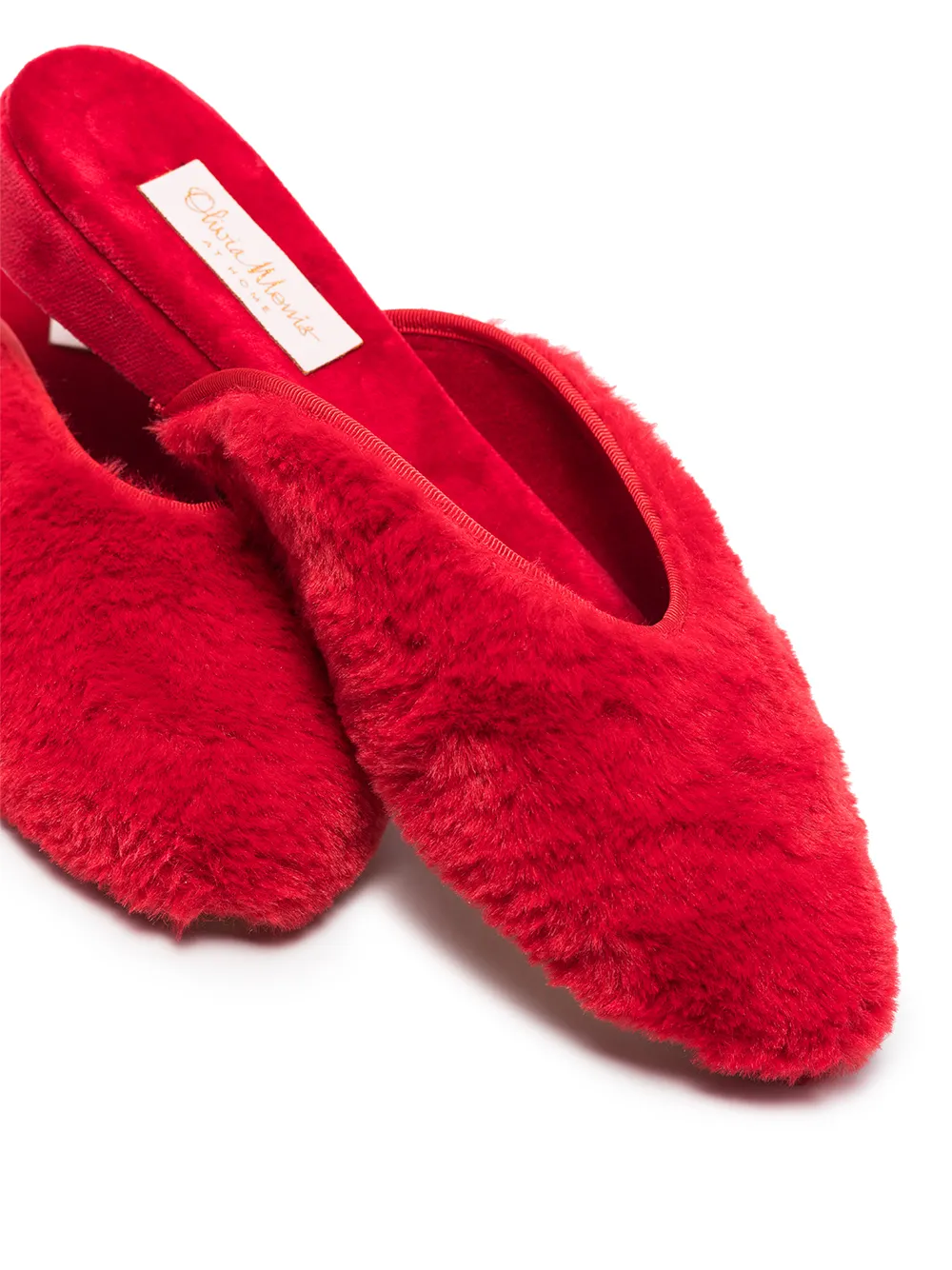 Olivia Morris At Home Petula slippers van imitatiebont - Rood