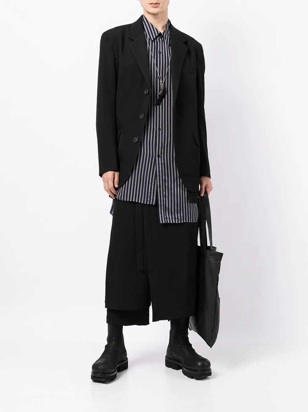 фото Yohji yamamoto полосатая рубашка асимметричного кроя