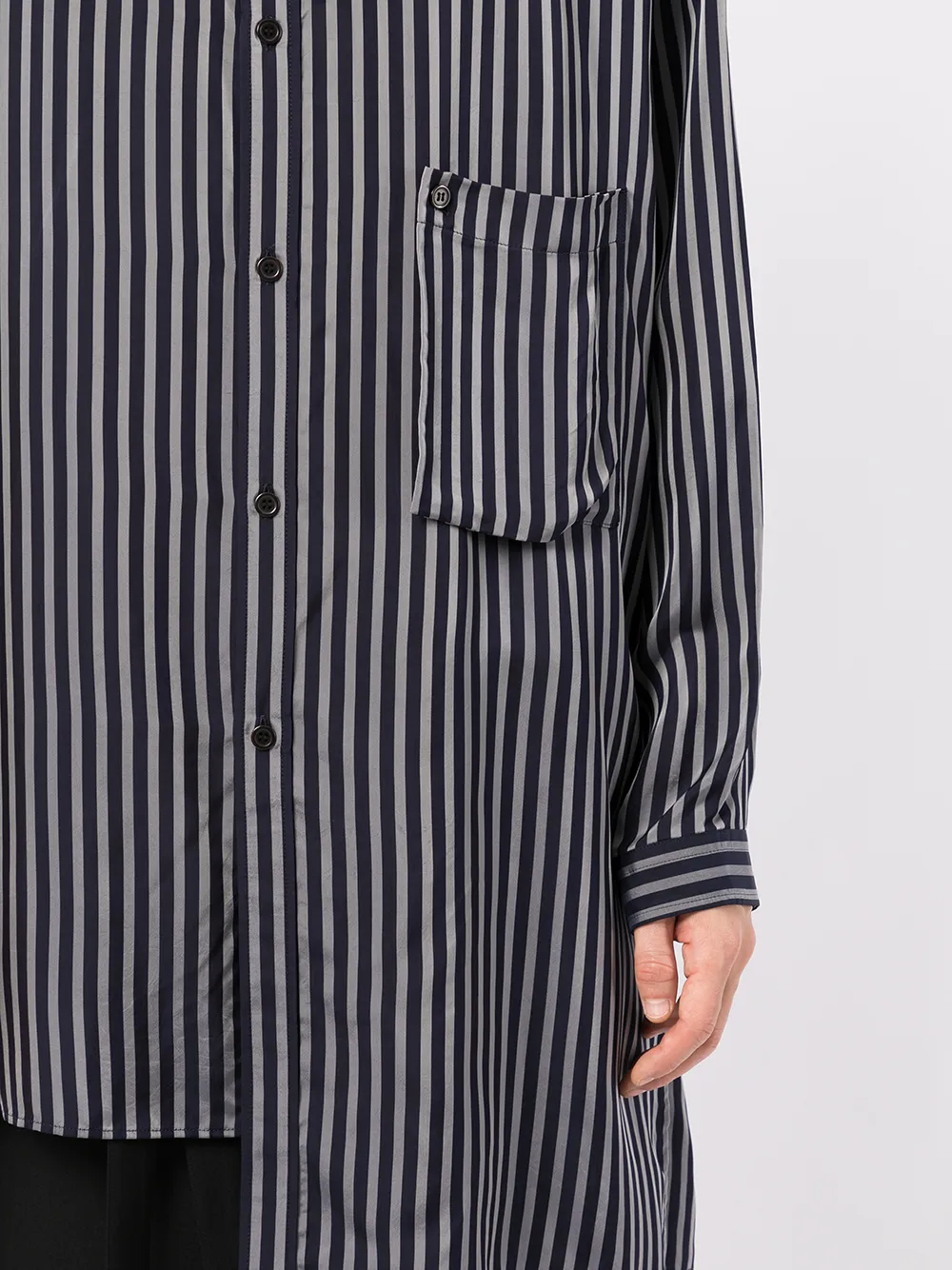 фото Yohji yamamoto полосатая рубашка асимметричного кроя