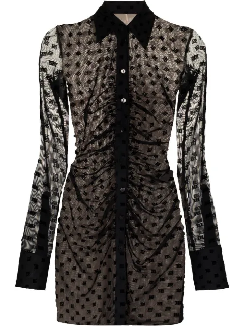 MISBHV monogram ruched mini shirt dress