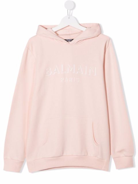 Balmain Kids TEEN logo-print Cotton Hoodie - Farfetch