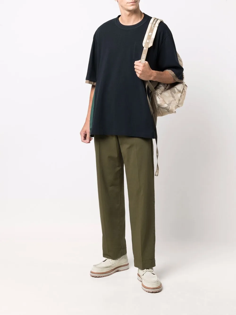 фото Sacai многослойная футболка с кулиской