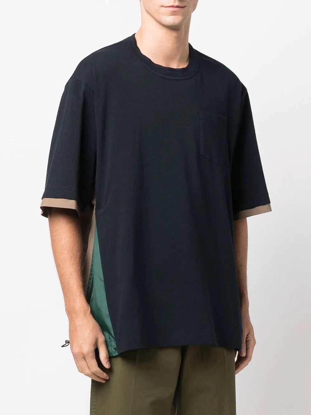 фото Sacai многослойная футболка с кулиской